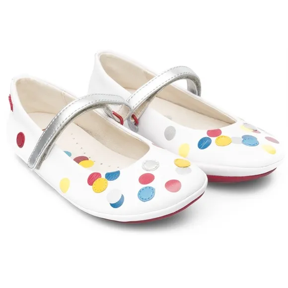 Camper Twins Polia Dot Ballerina Ballet Flats Leather White Red Bottoms 32 1