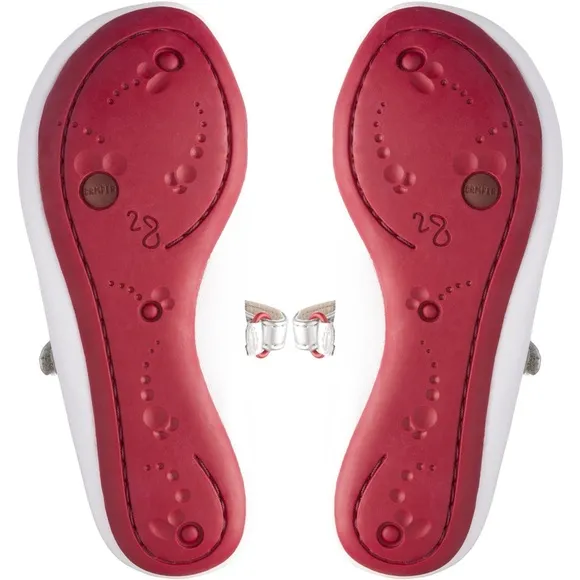Camper Twins Polia Dot Ballerina Ballet Flats Leather White Red Bottoms 32 1