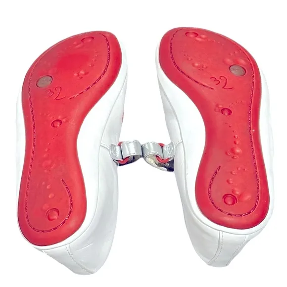Camper Twins Polia Dot Ballerina Ballet Flats Leather White Red Bottoms 32 1