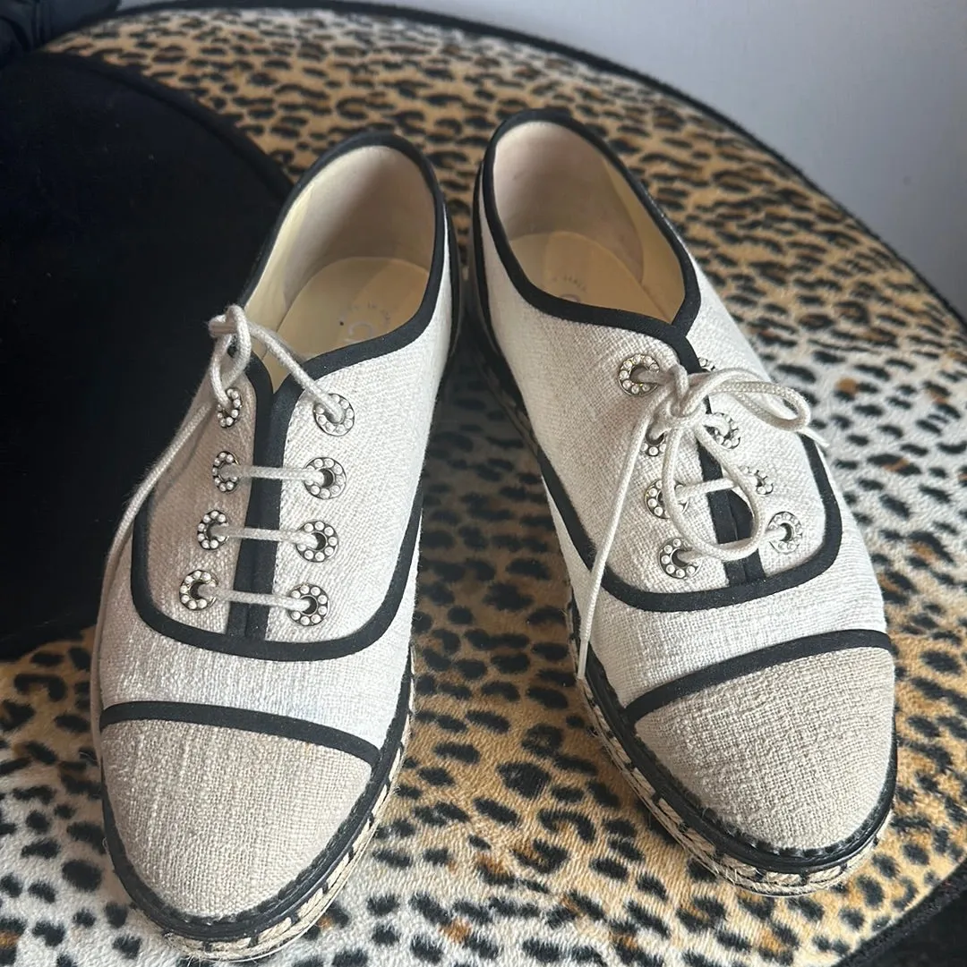 Chanel Lace Up Espadrille