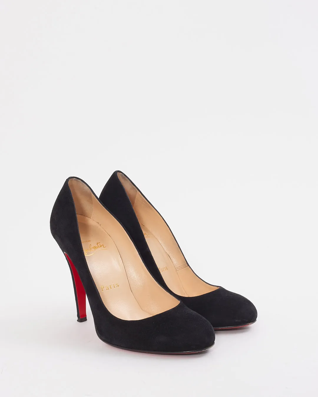 Christian Louboutin Black Suede Ron Ron 100mm Pumps - 36