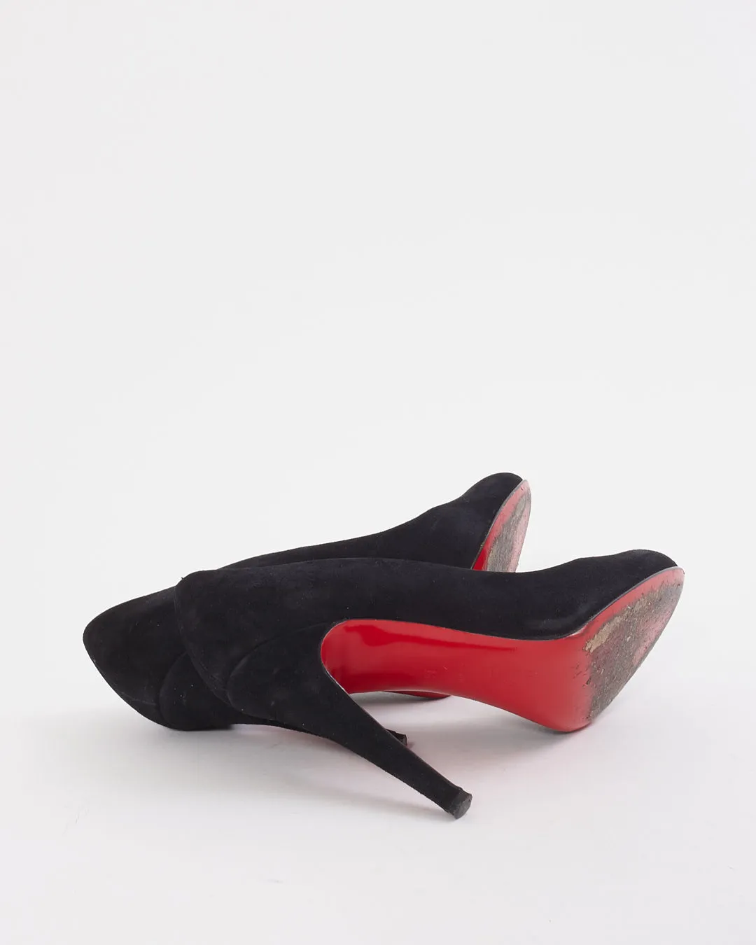 Christian Louboutin Black Suede Ron Ron 100mm Pumps - 36