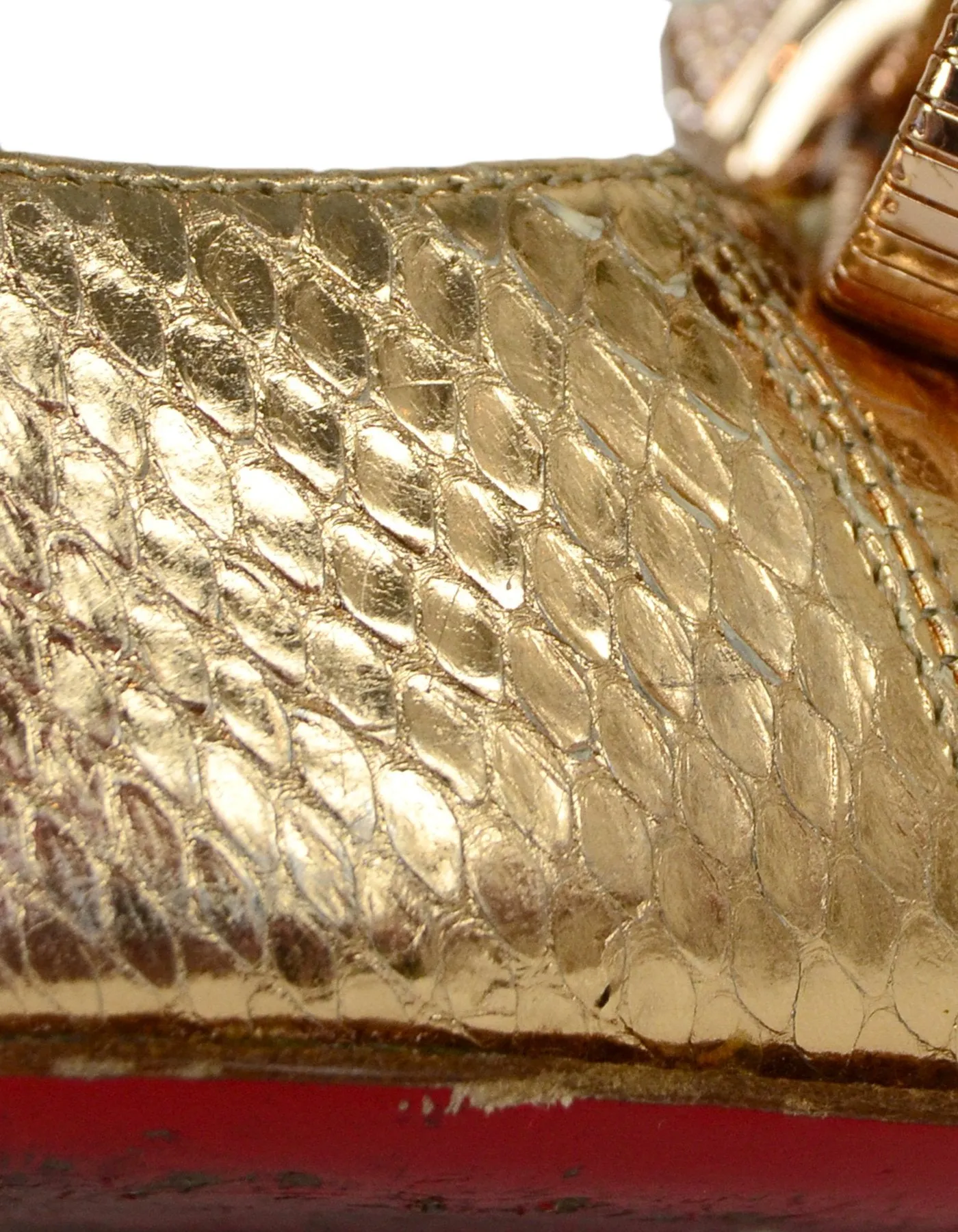 Christian Louboutin Gold Python Metal Nodo Pigalle Pumps sz 38
