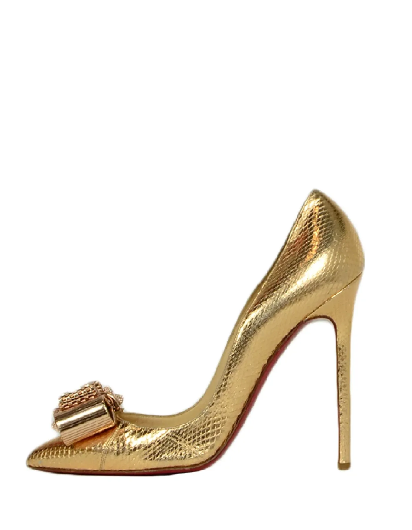 Christian Louboutin Gold Python Metal Nodo Pigalle Pumps sz 38
