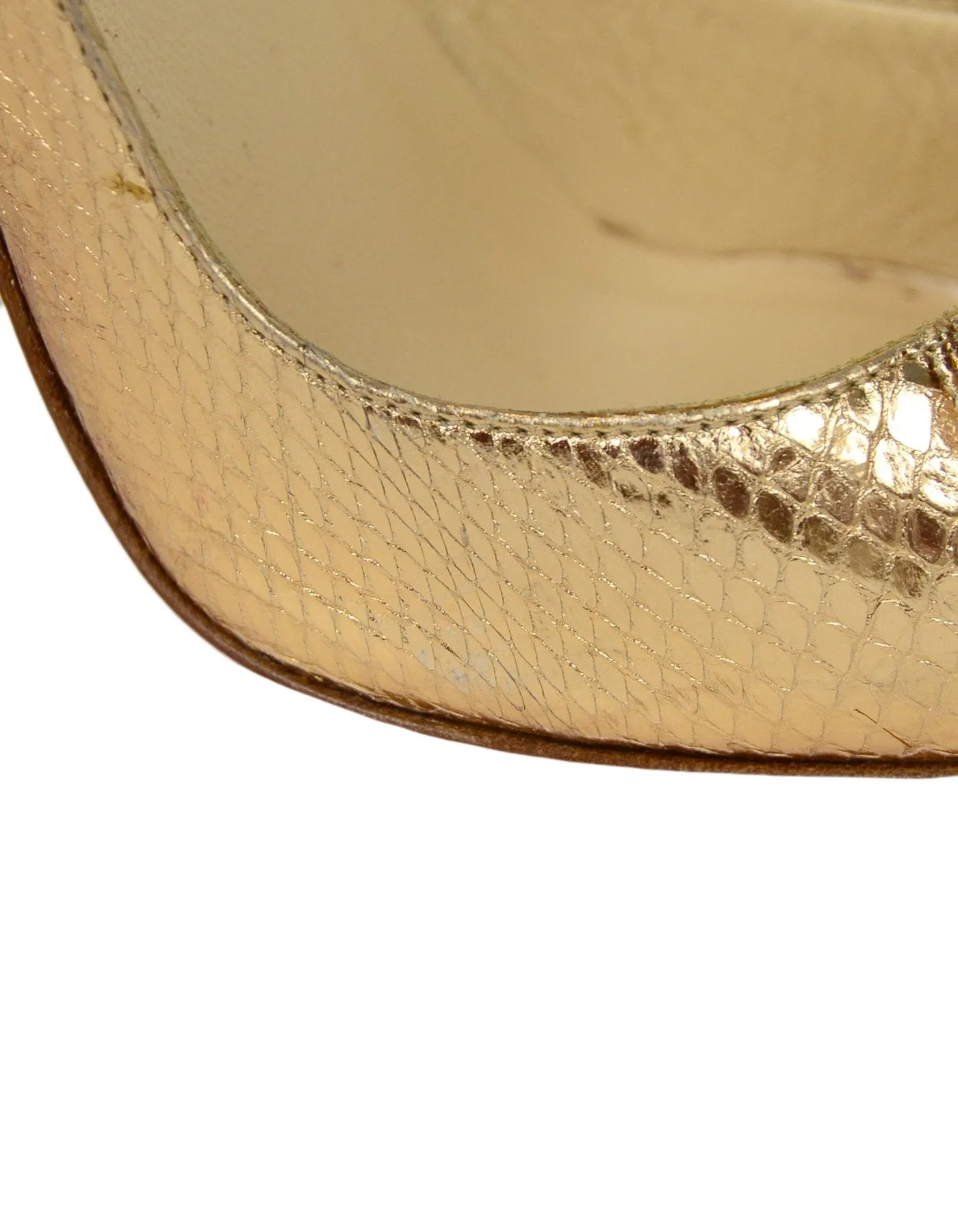 Christian Louboutin Gold Python Metal Nodo Pigalle Pumps sz 38