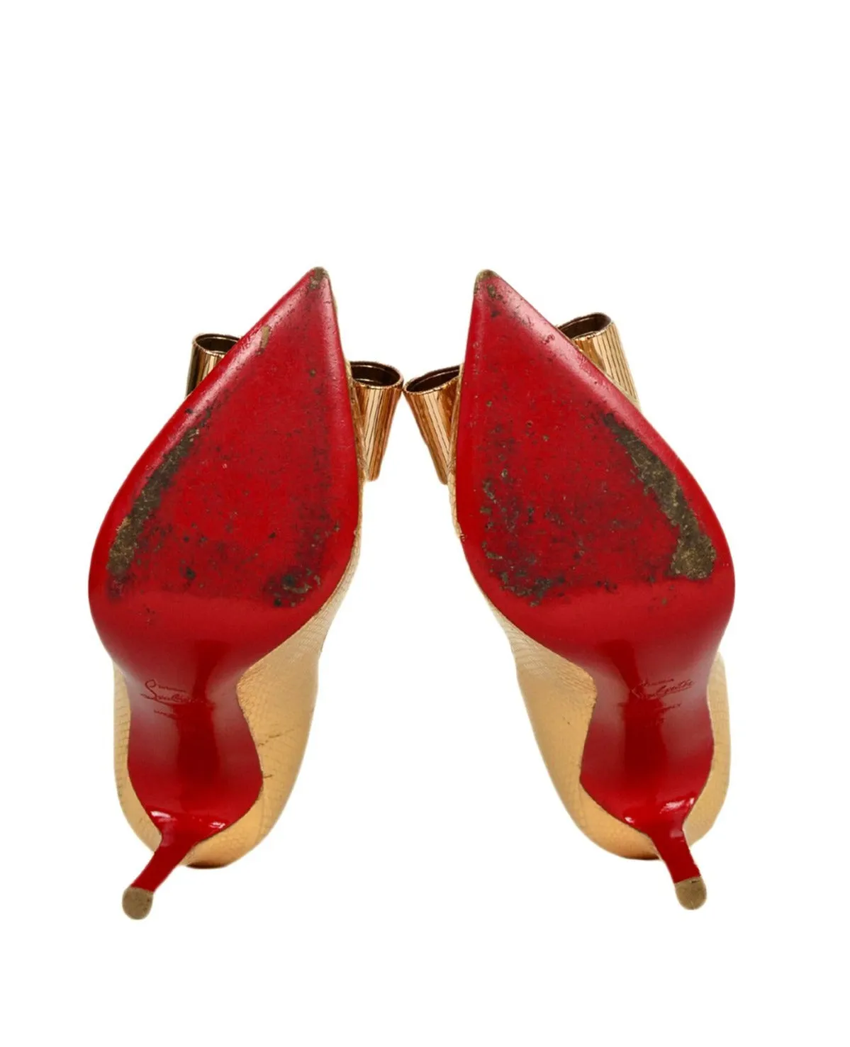 Christian Louboutin Gold Python Metal Nodo Pigalle Pumps sz 38
