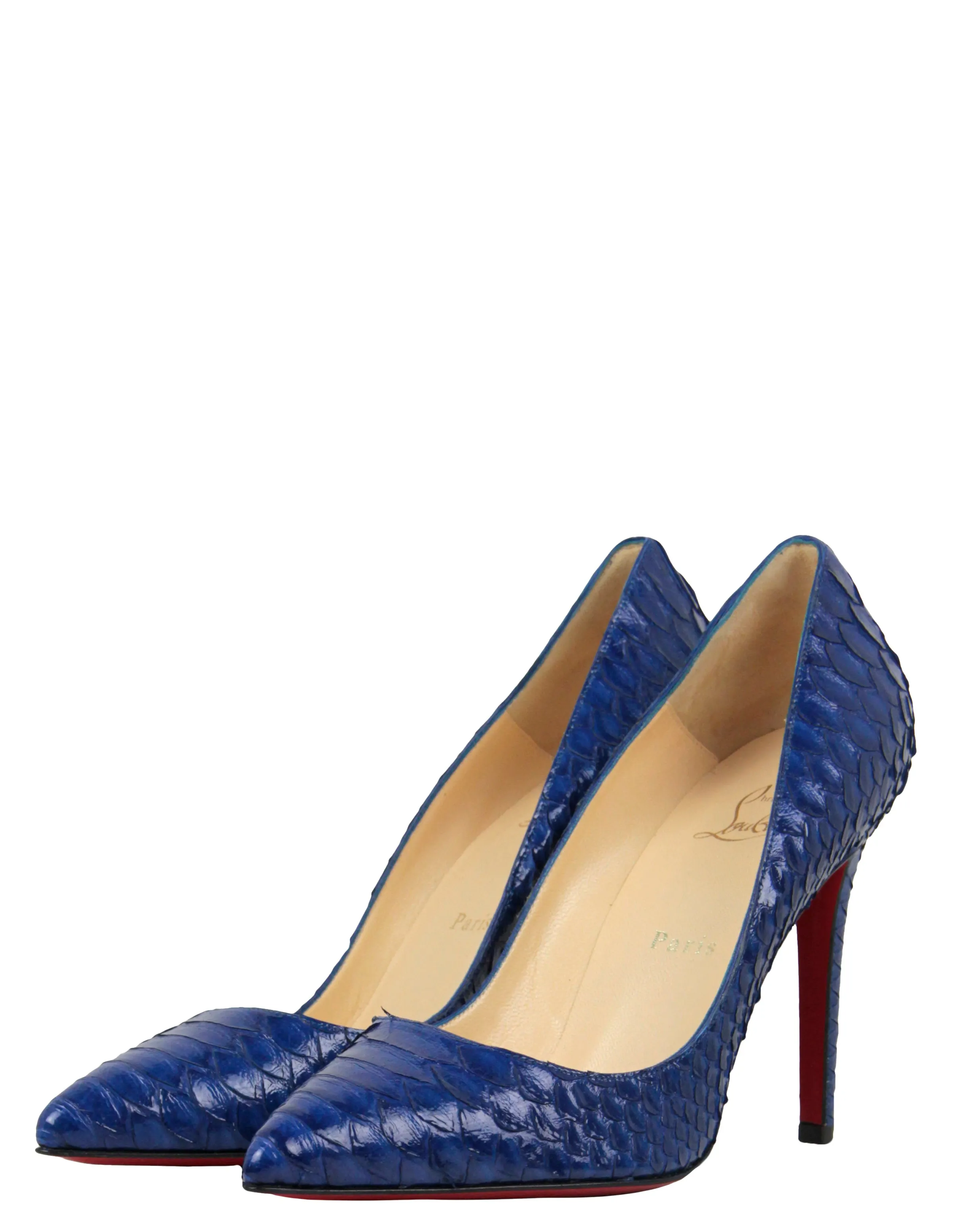 Christian Louboutin NEW Cobalt Blue Python Pigalle 100mm Pumps sz 39.5