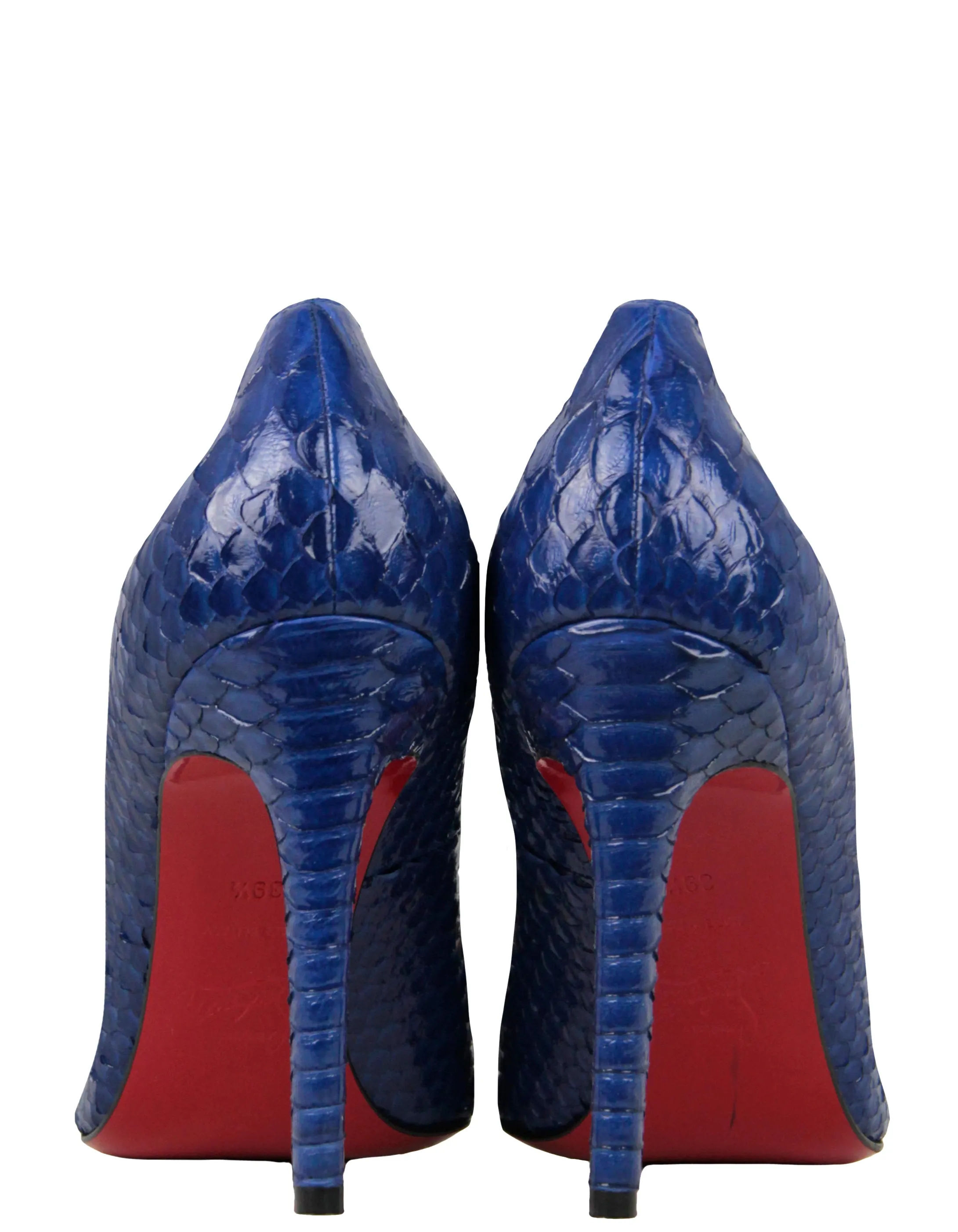 Christian Louboutin NEW Cobalt Blue Python Pigalle 100mm Pumps sz 39.5