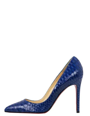 Christian Louboutin NEW Cobalt Blue Python Pigalle 100mm Pumps sz 39.5