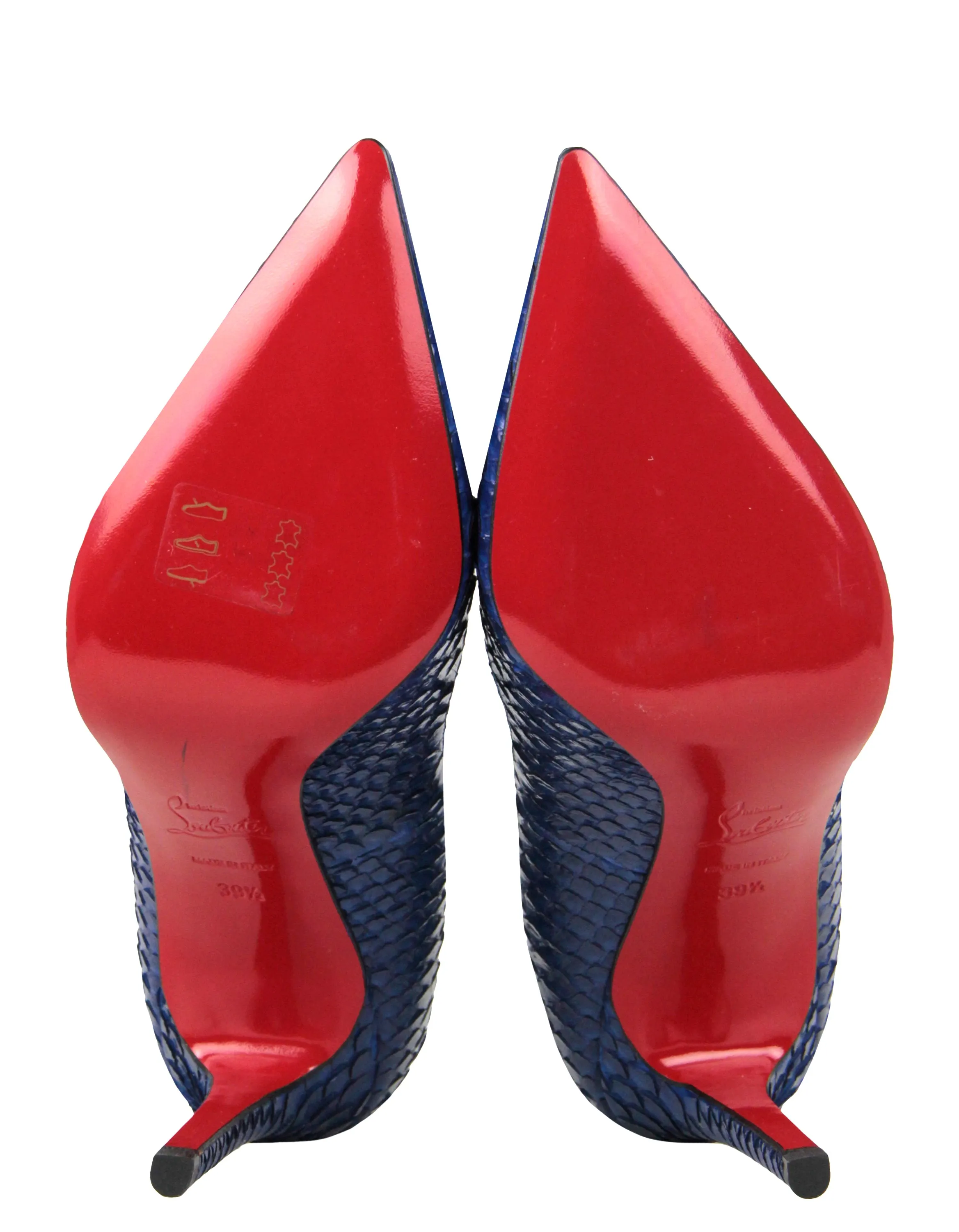 Christian Louboutin NEW Cobalt Blue Python Pigalle 100mm Pumps sz 39.5