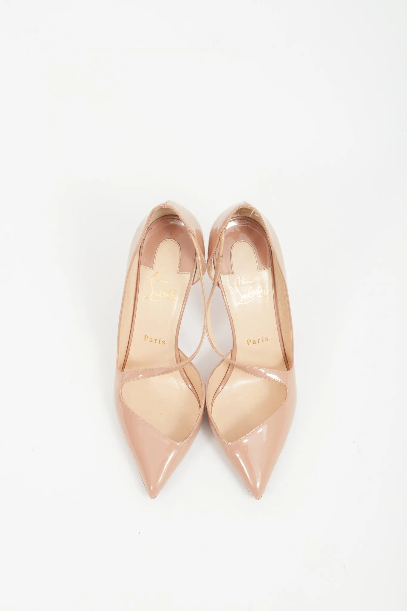Christian Louboutin Nude Patent Jumping 100mm Pumps - 39