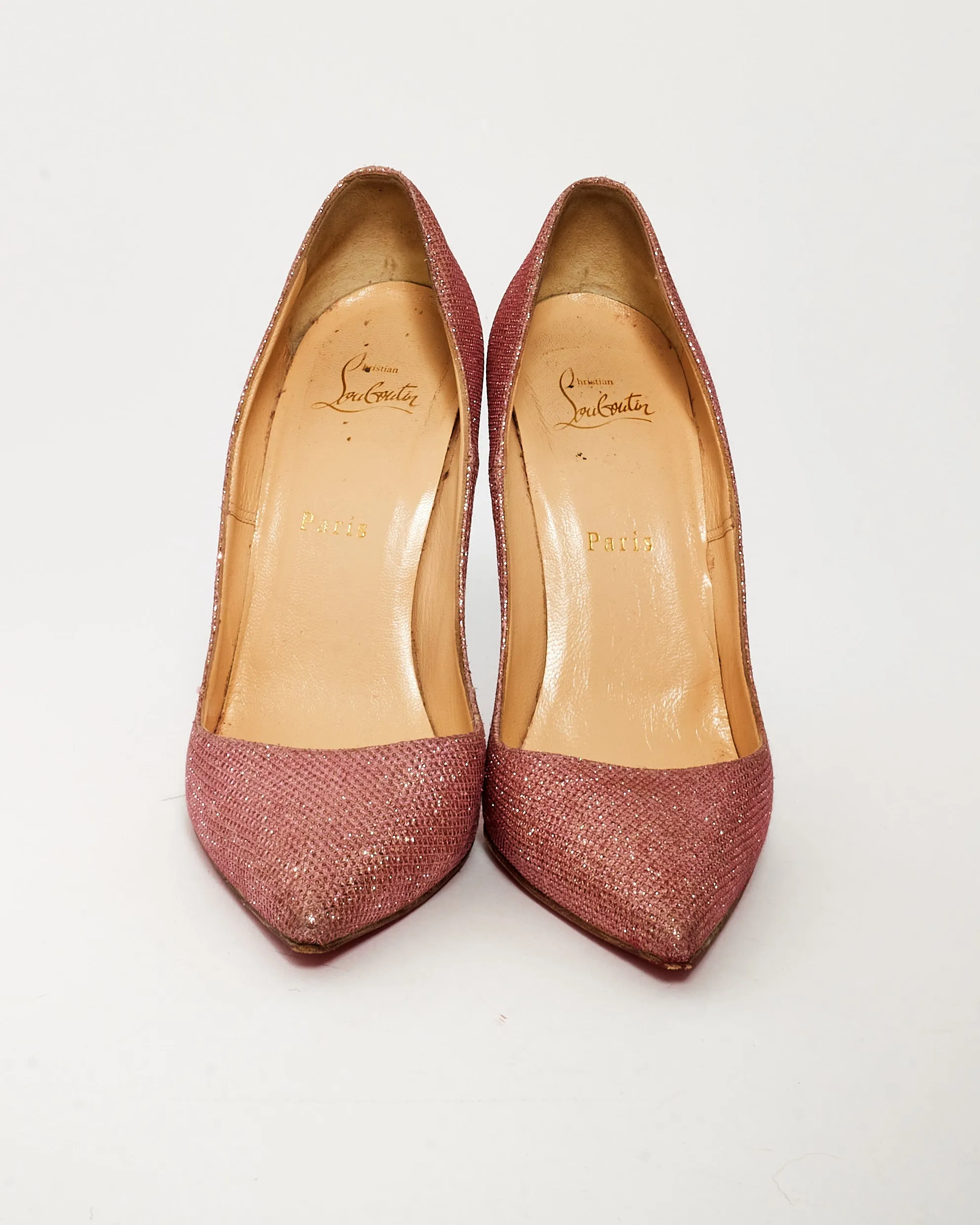 Christian Louboutin Pink Glitter Tissue So Kate 120 Pumps - 39.5