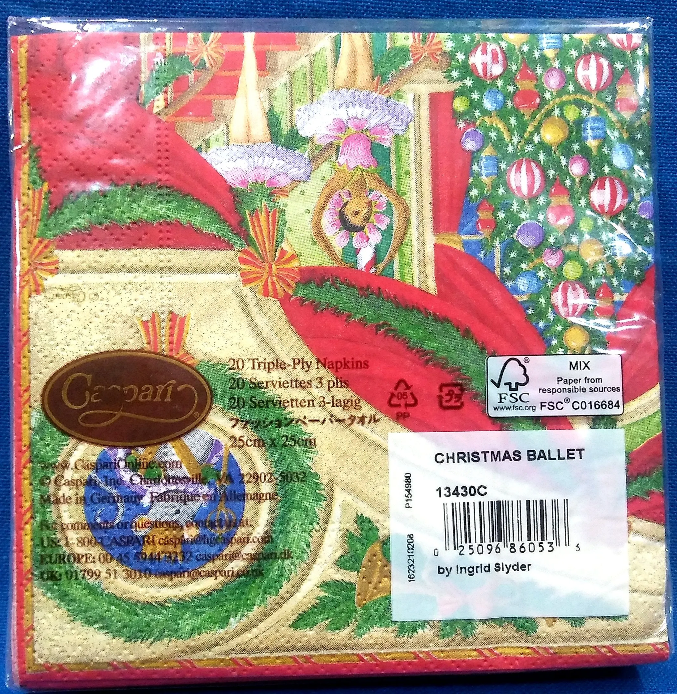 CHRISTMAS BALLET CASPARI PAPER BEVERAGE NAPKINS