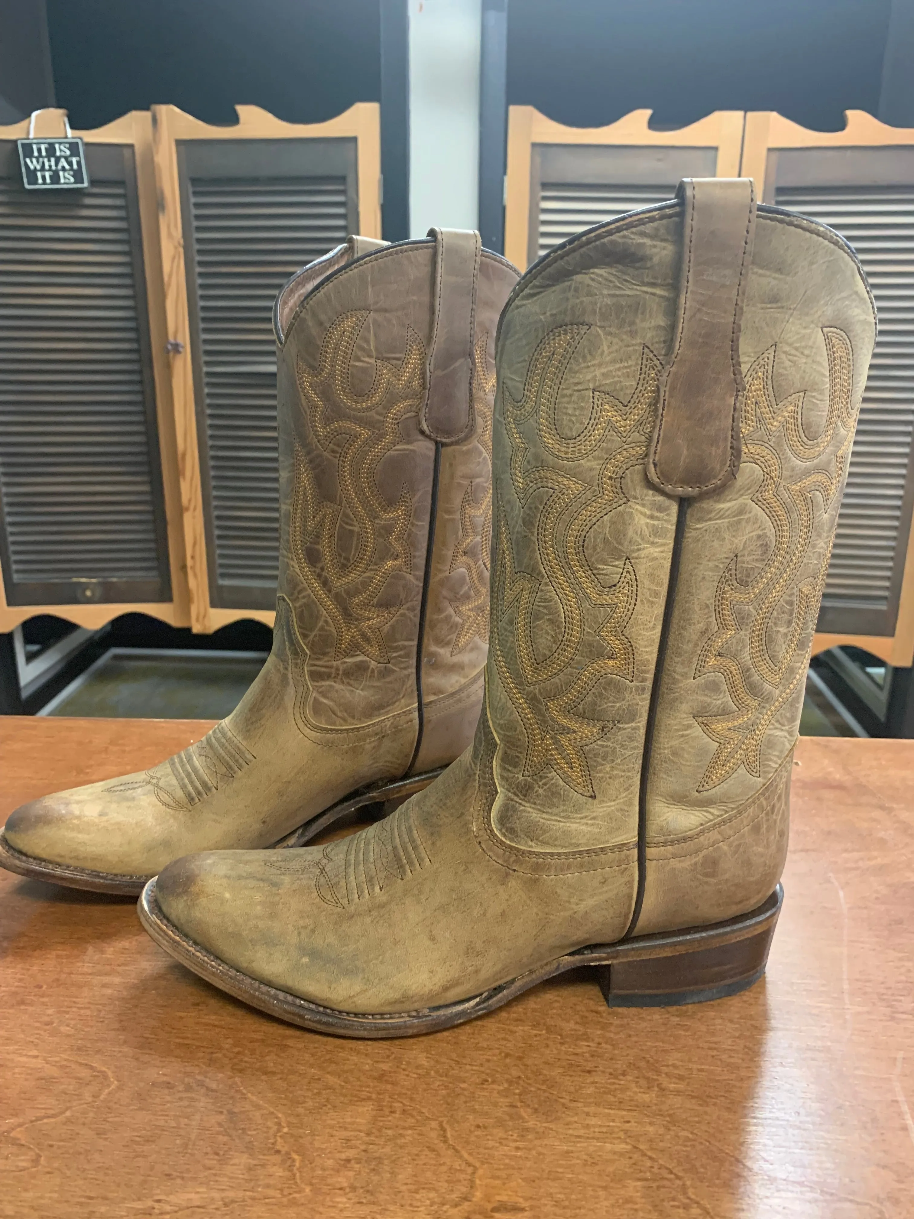 Circle G by Corral Men's Tan Embroidery Round Toe Brown Western Boots