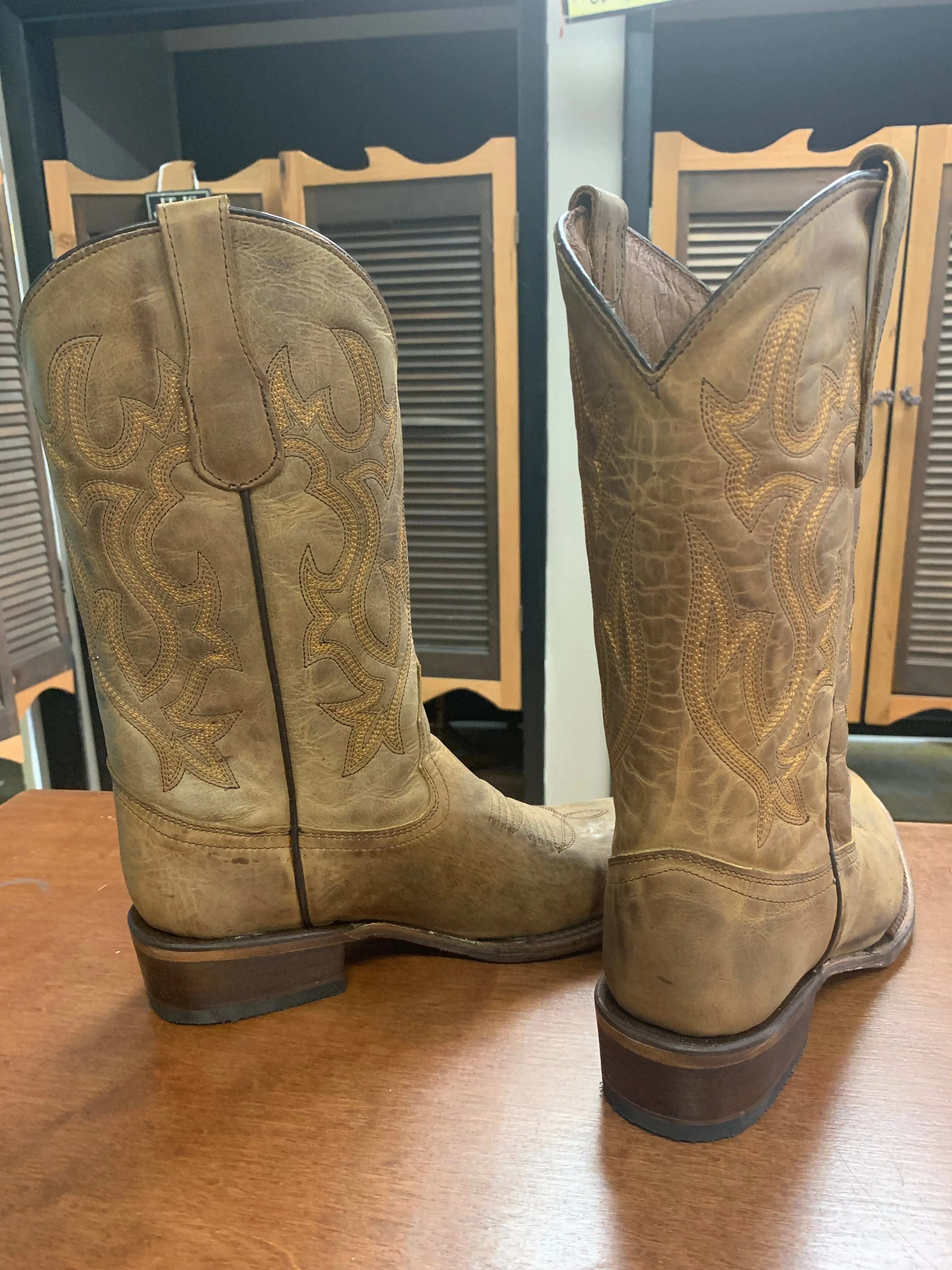 Circle G by Corral Men's Tan Embroidery Round Toe Brown Western Boots