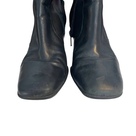 Cole Haan Black Leather Zip Up Block Heel Ankle Boots Shoes Size 8