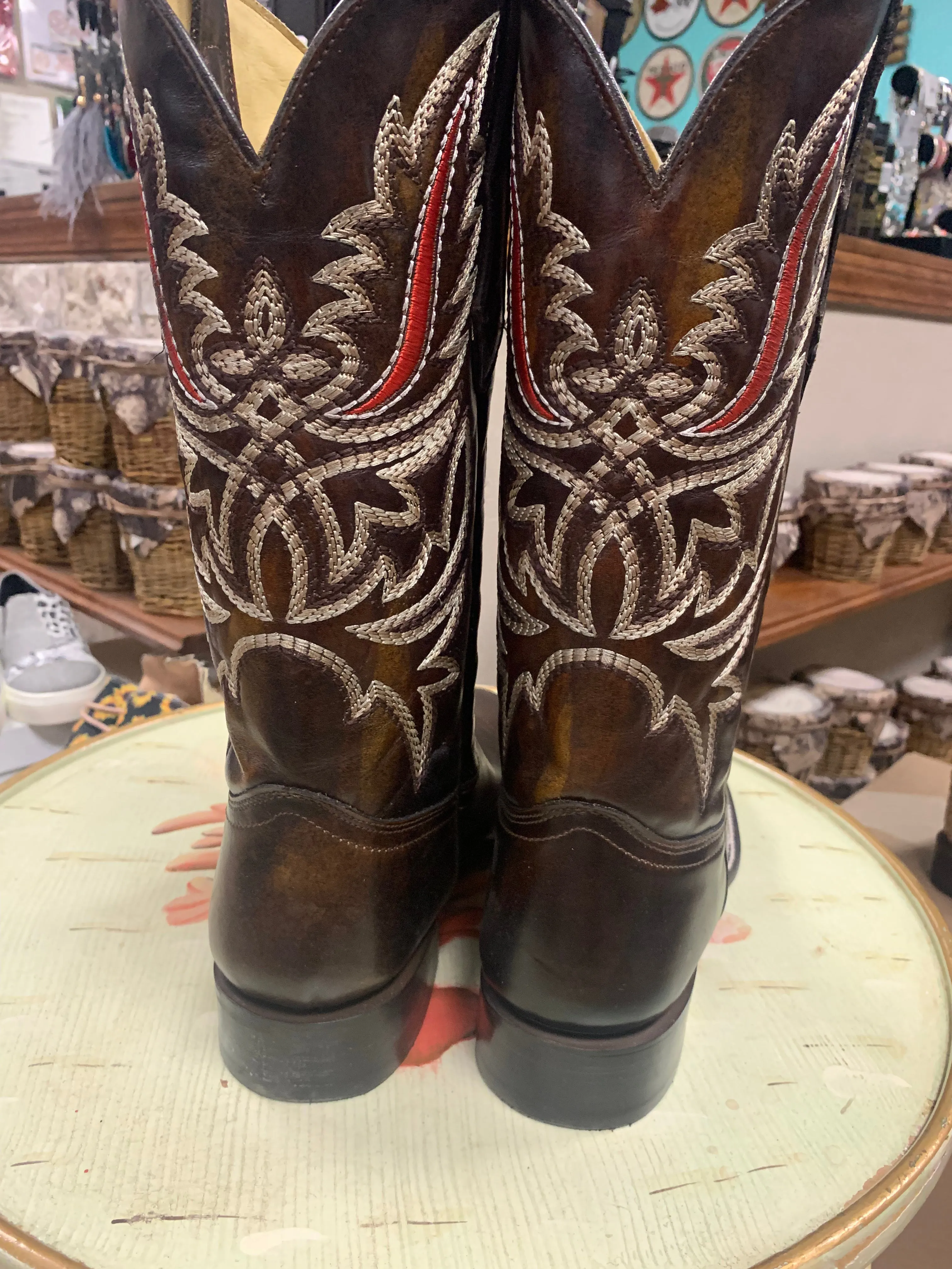 CORRAL MEN'S BLACK HONEY EMBROIDERY WIDE SQUARE TOE