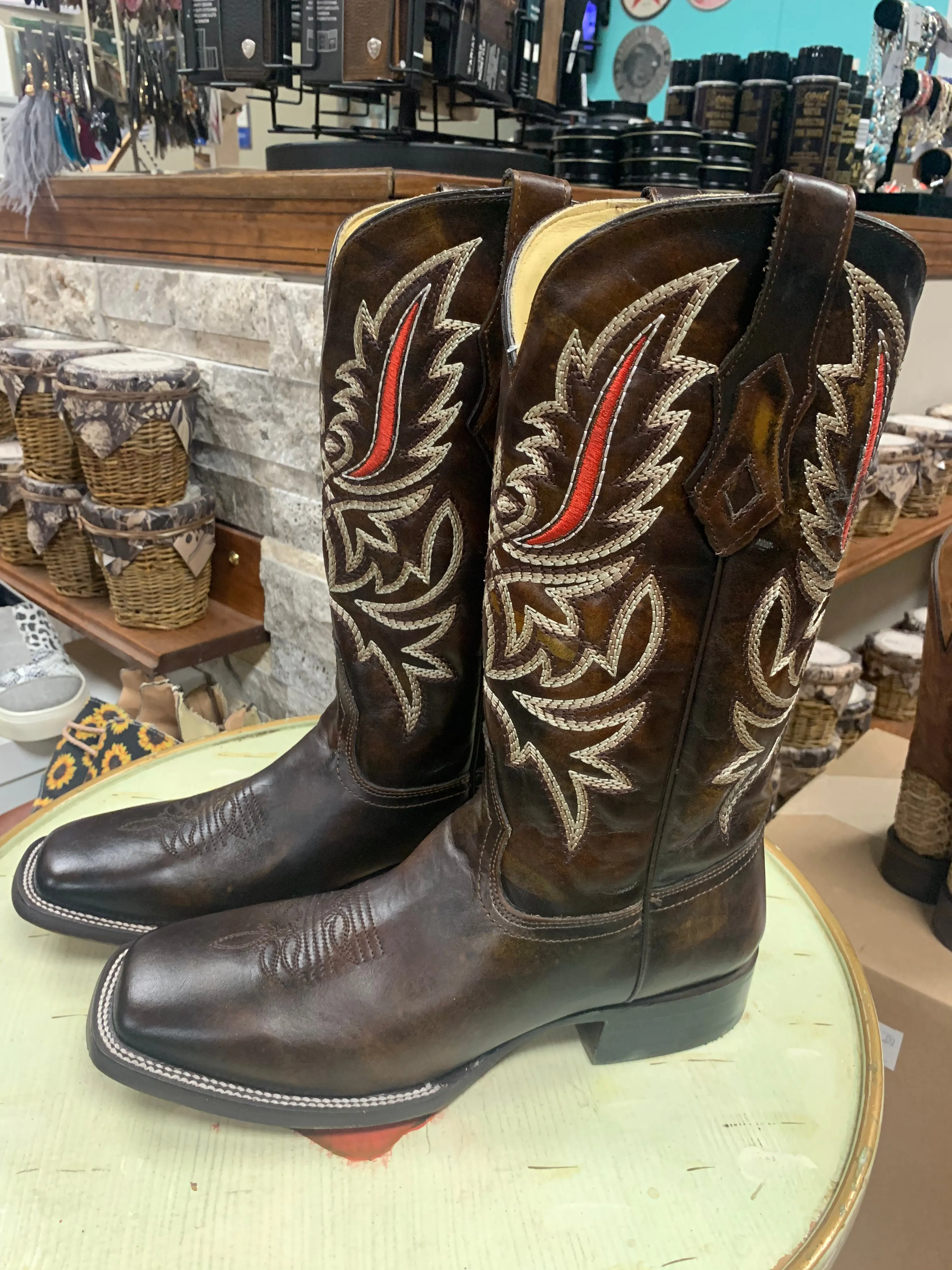 CORRAL MEN'S BLACK HONEY EMBROIDERY WIDE SQUARE TOE