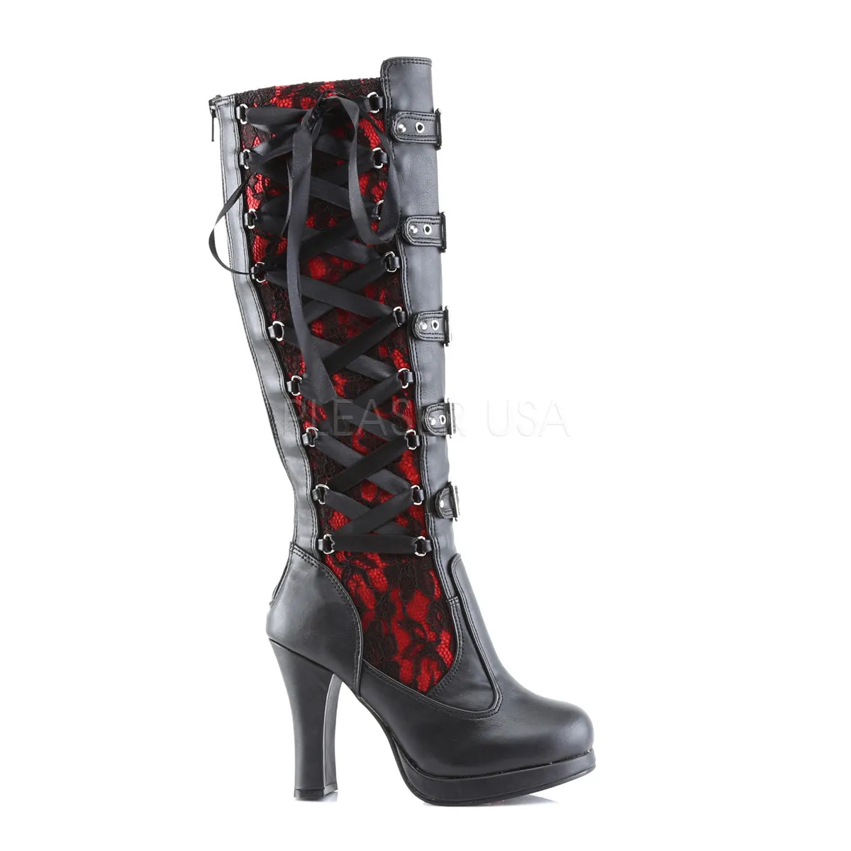 CRYPTO-106  Black-Red Vegan Leather