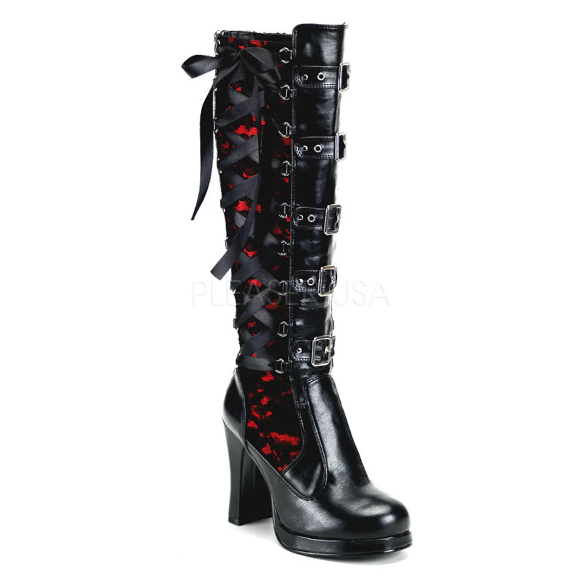 CRYPTO-106  Black-Red Vegan Leather
