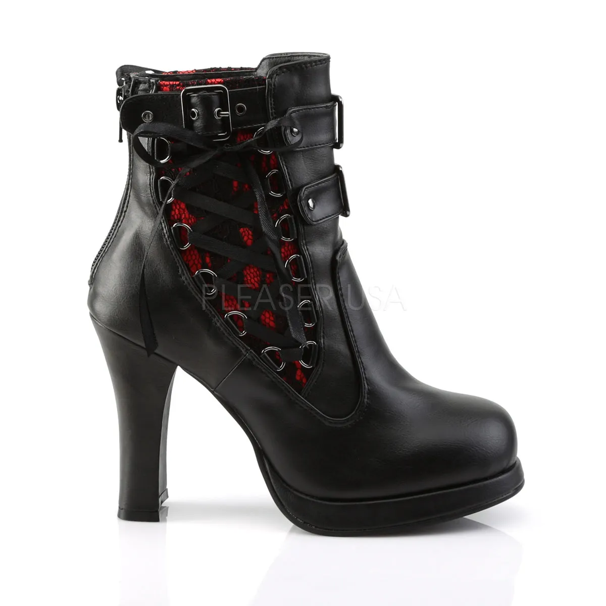 CRYPTO-51  Black-Red Lace Vegan Leather