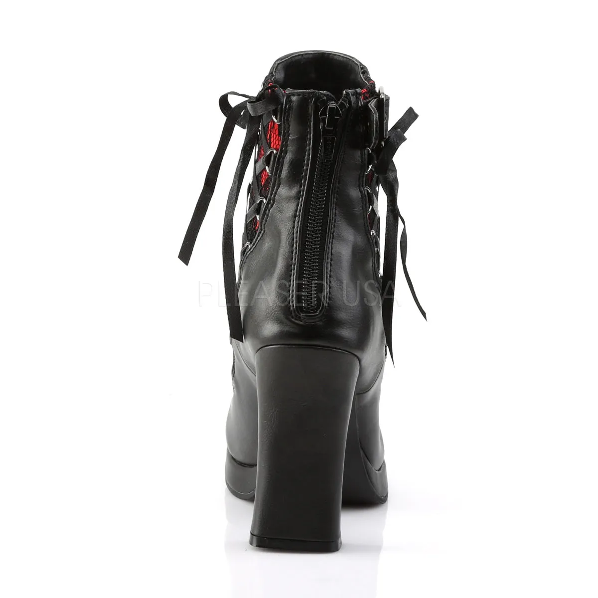 CRYPTO-51  Black-Red Lace Vegan Leather