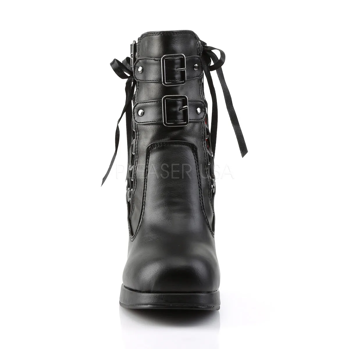 CRYPTO-51  Black-Red Lace Vegan Leather