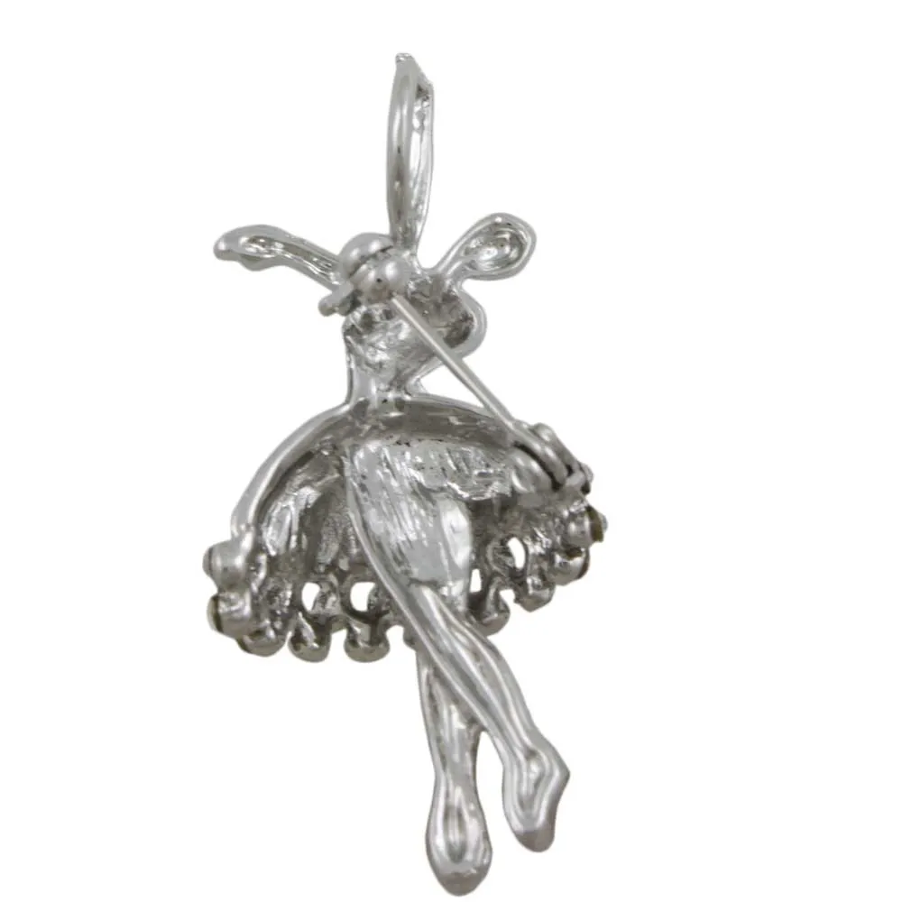 Crystal Dancing Ballerina Brooch Pin and Pendant - PRF131