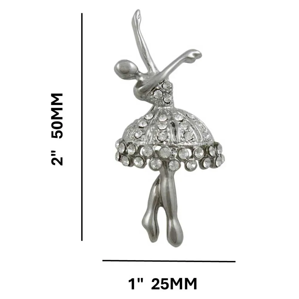 Crystal Dancing Ballerina Brooch Pin and Pendant - PRF131