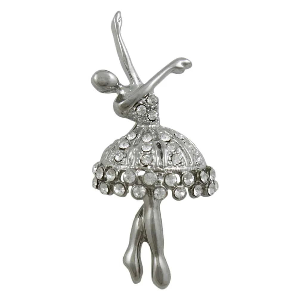 Crystal Dancing Ballerina Brooch Pin and Pendant - PRF131