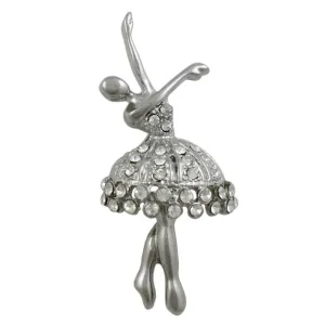 Crystal Dancing Ballerina Brooch Pin and Pendant - PRF131