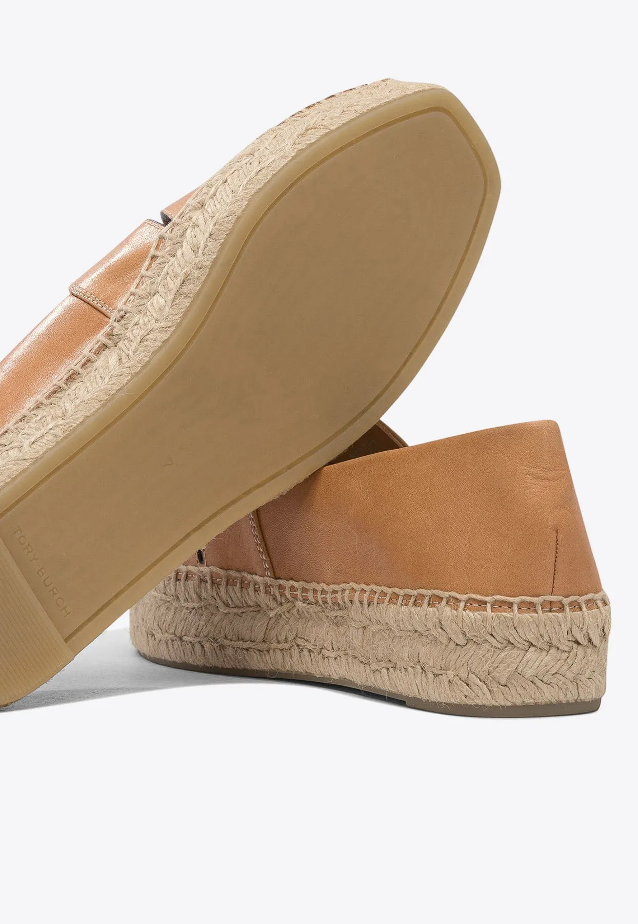 Cut-Out Logo Leather Espadrilles