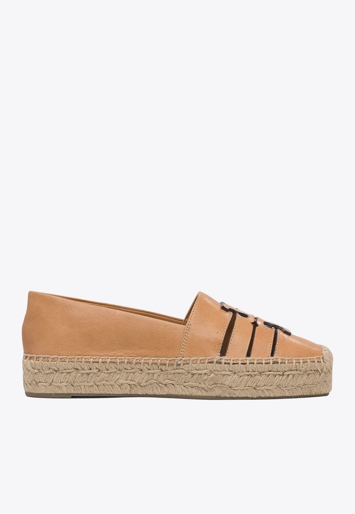 Cut-Out Logo Leather Espadrilles
