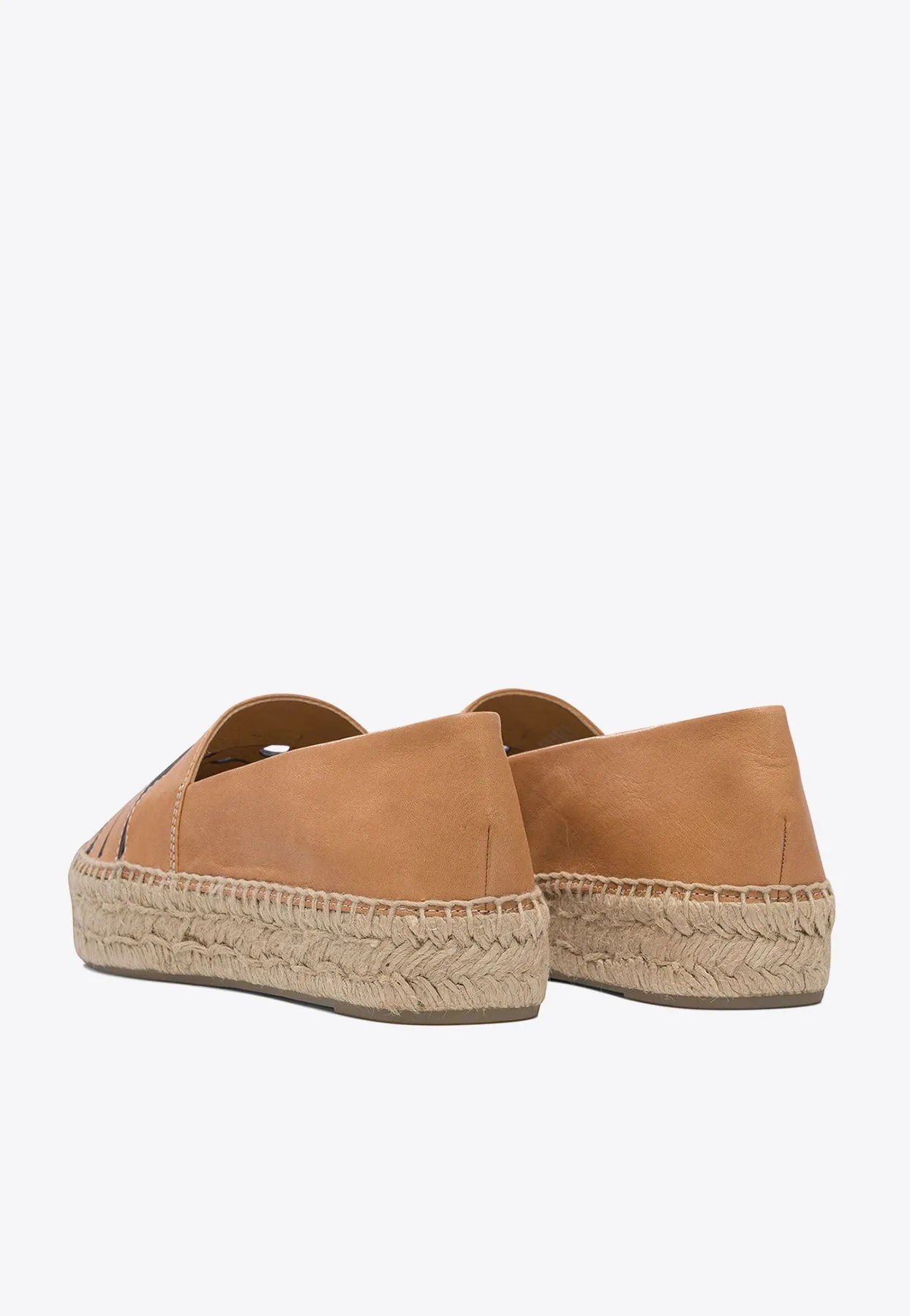 Cut-Out Logo Leather Espadrilles