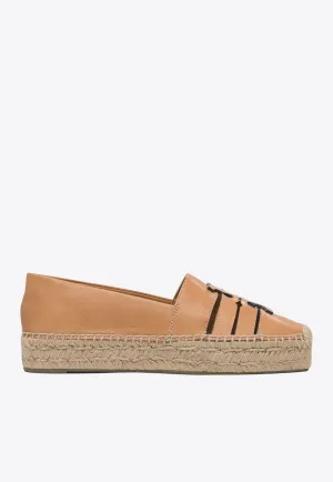 Cut-Out Logo Leather Espadrilles
