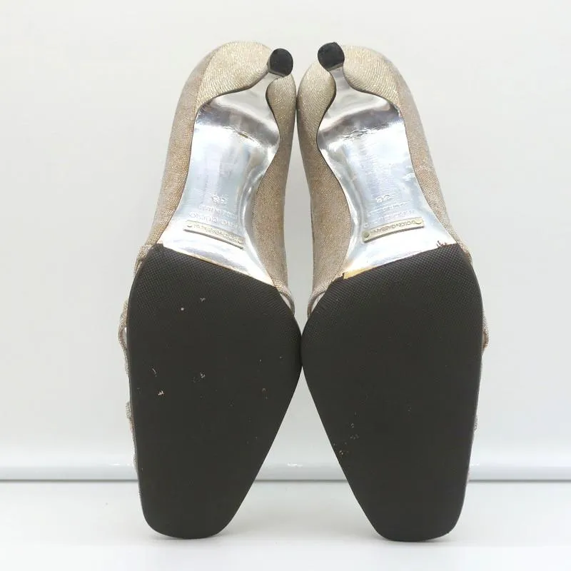 Dolce & Gabbana Pumps Gold Jacquard Lame Size 38 Cutout Heels