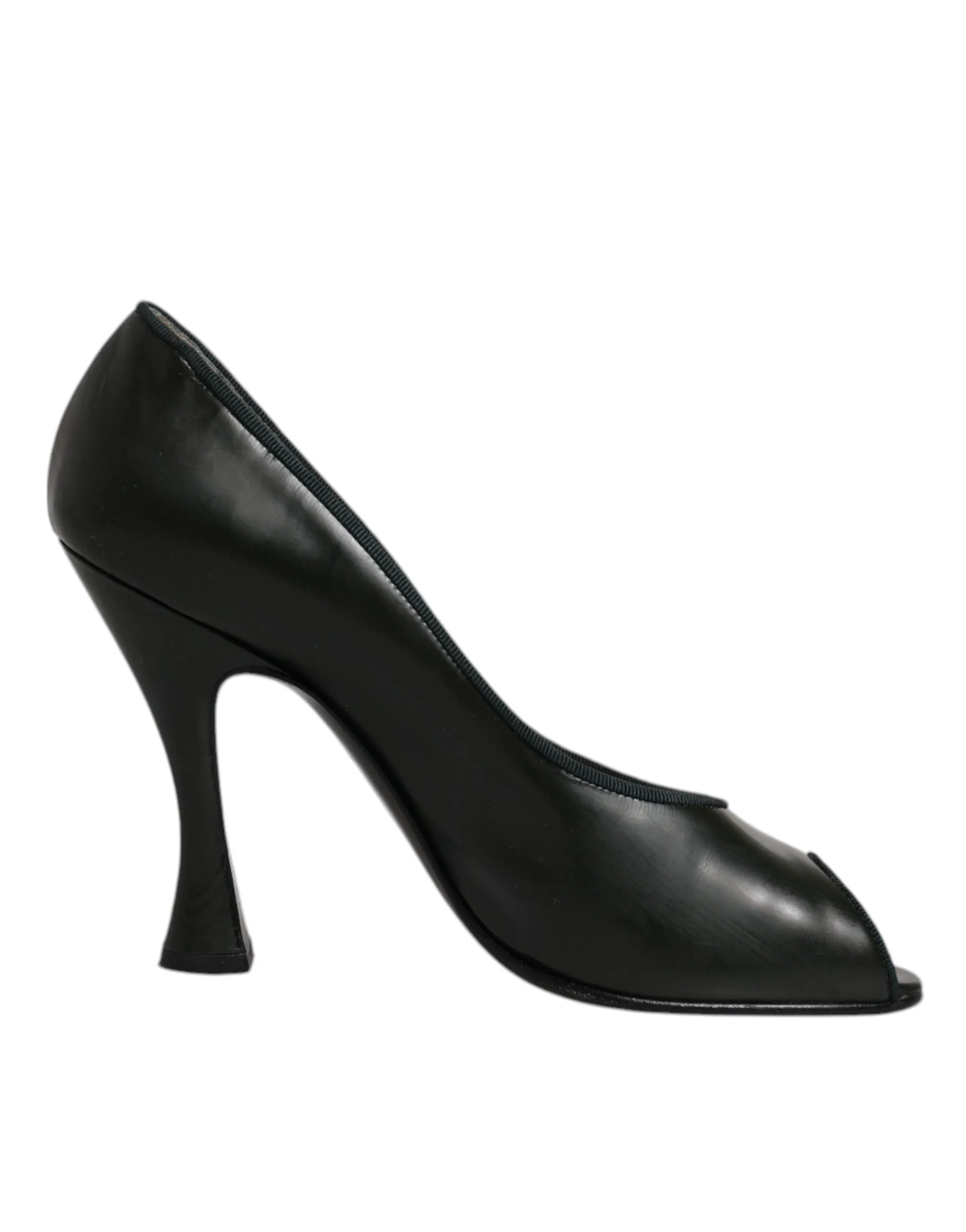 Dolce&Gabbana Women Dark Green Pumps 100% Leather Solid High Heel Shoes Sz EU 39