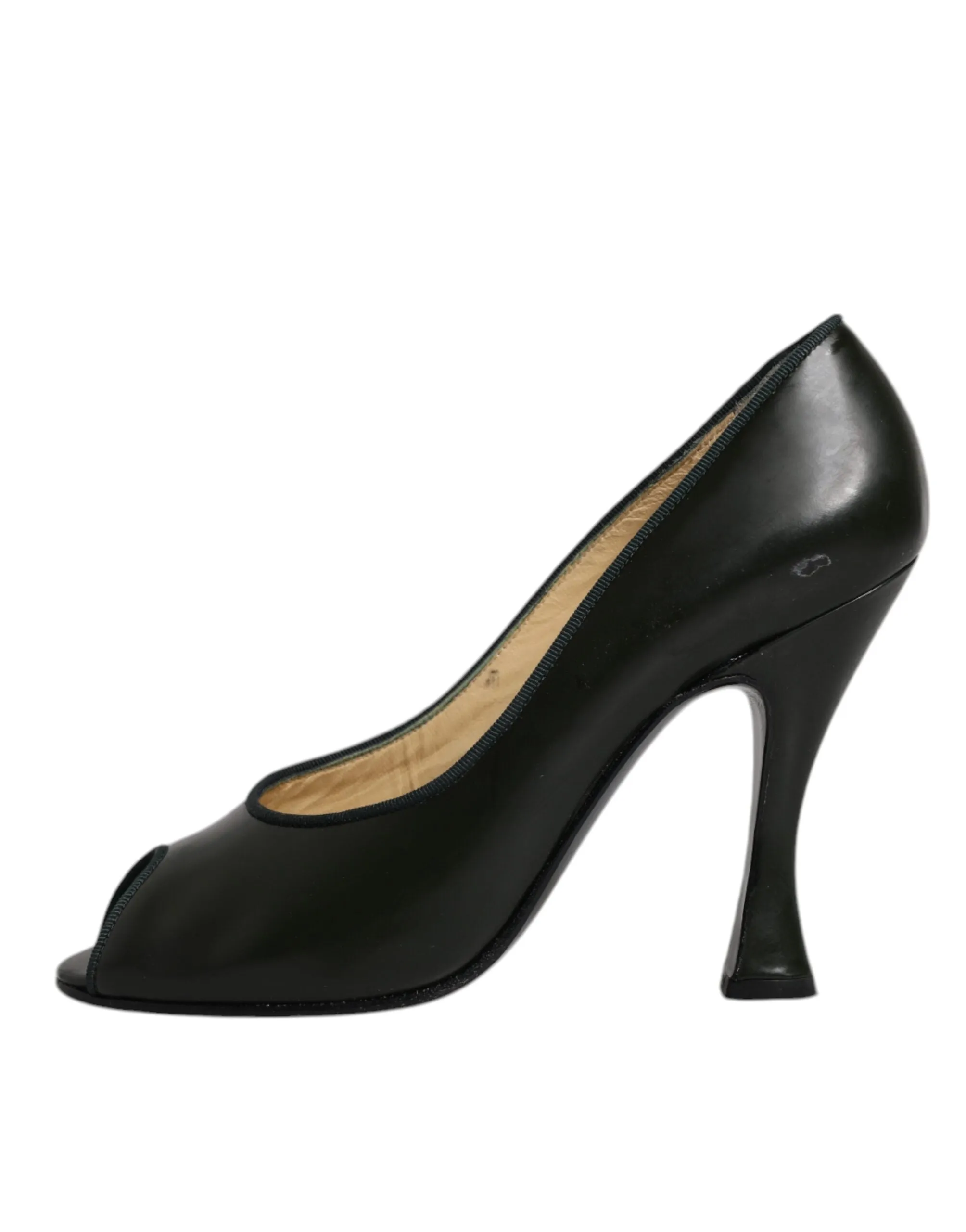 Dolce&Gabbana Women Dark Green Pumps 100% Leather Solid High Heel Shoes Sz EU 39