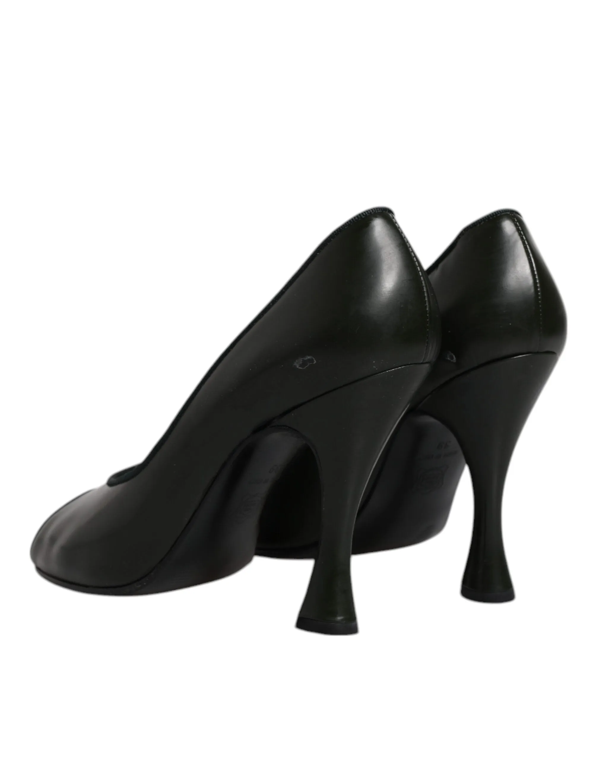 Dolce&Gabbana Women Dark Green Pumps 100% Leather Solid High Heel Shoes Sz EU 39