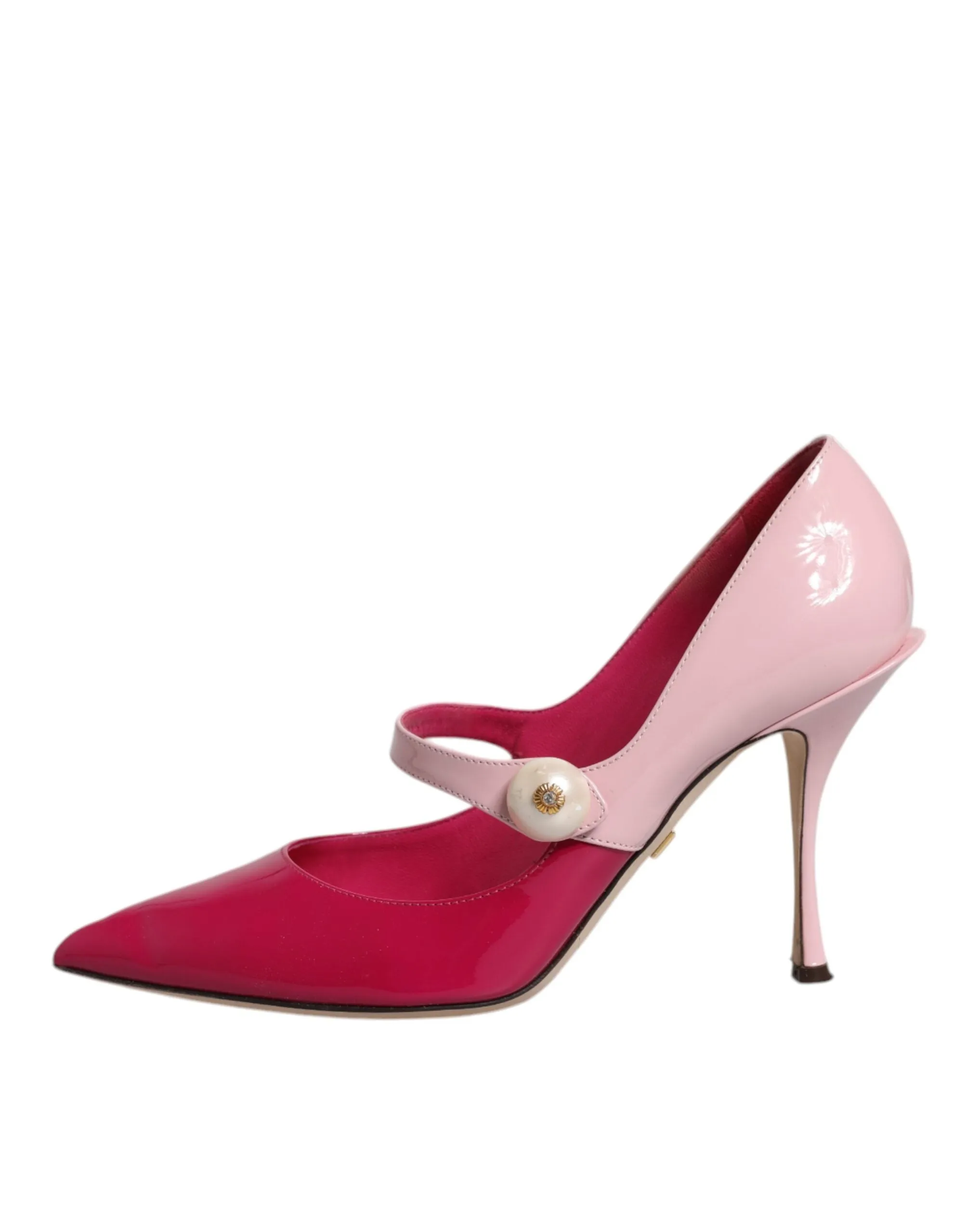 Dolce&Gabbana Women Fuchsia Pink Pumps Leather Mary Jane Heel Shoes Sz EU 40.5