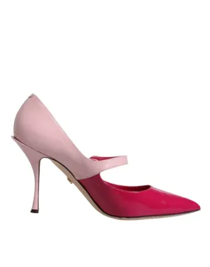 Dolce&Gabbana Women Fuchsia Pink Pumps Leather Mary Jane Heel Shoes Sz EU 40.5