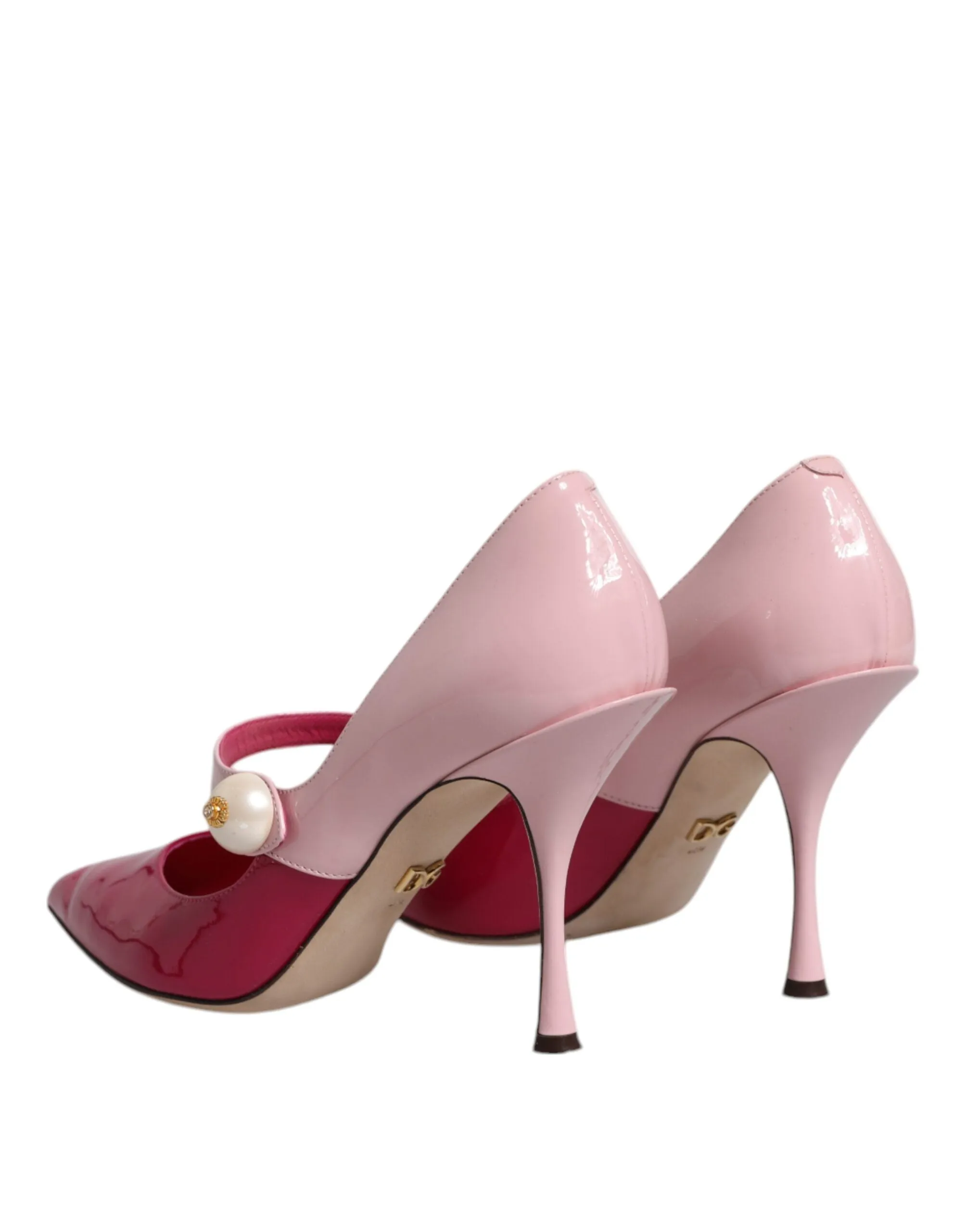 Dolce&Gabbana Women Fuchsia Pink Pumps Leather Mary Jane Heel Shoes Sz EU 40.5