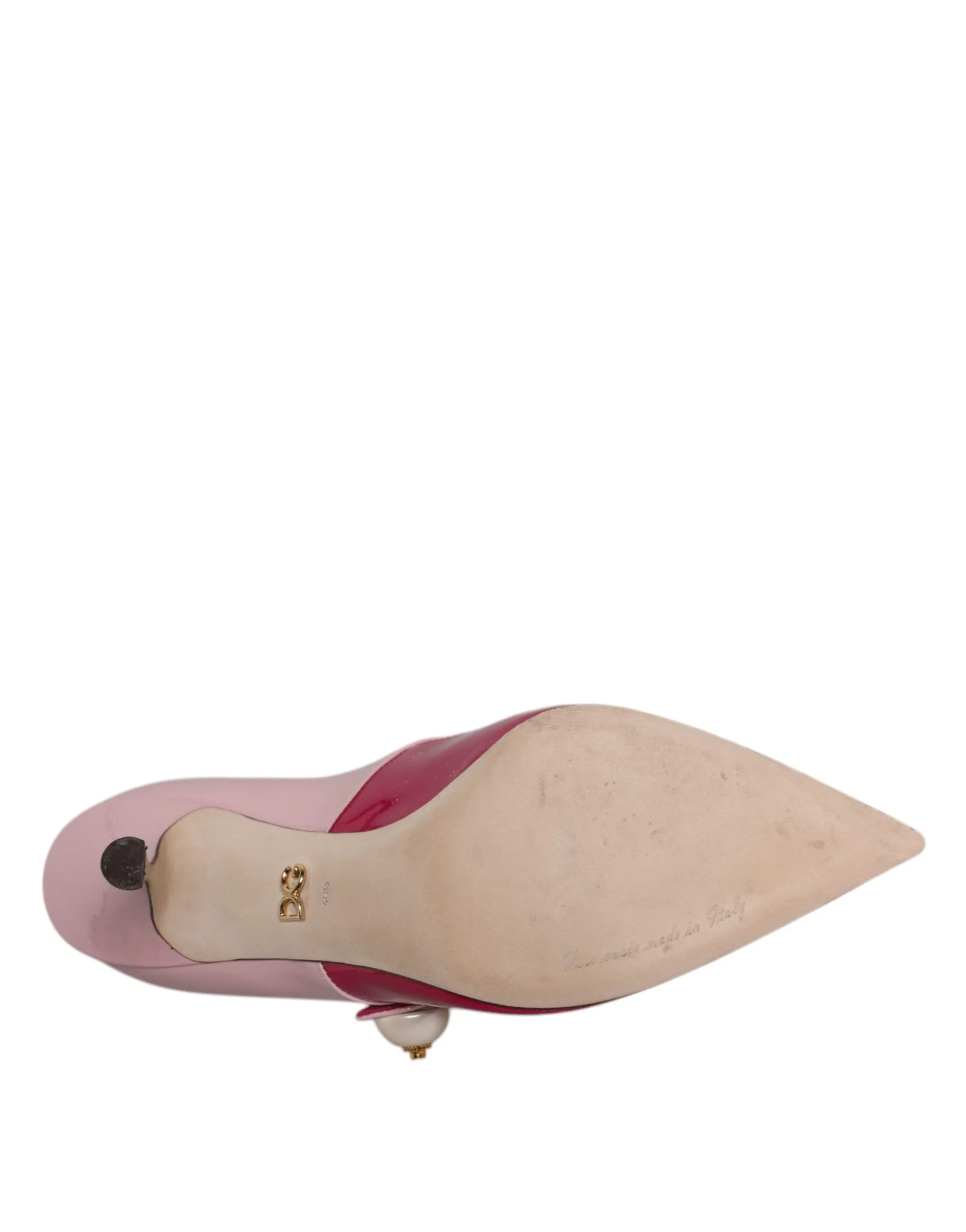 Dolce&Gabbana Women Fuchsia Pink Pumps Leather Mary Jane Heel Shoes Sz EU 40.5