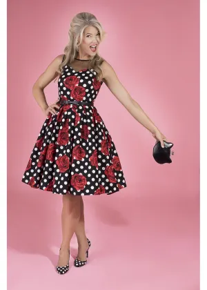 Dolly & Dotty Elizabeth Roses and Polkadots 50's Swing Dress