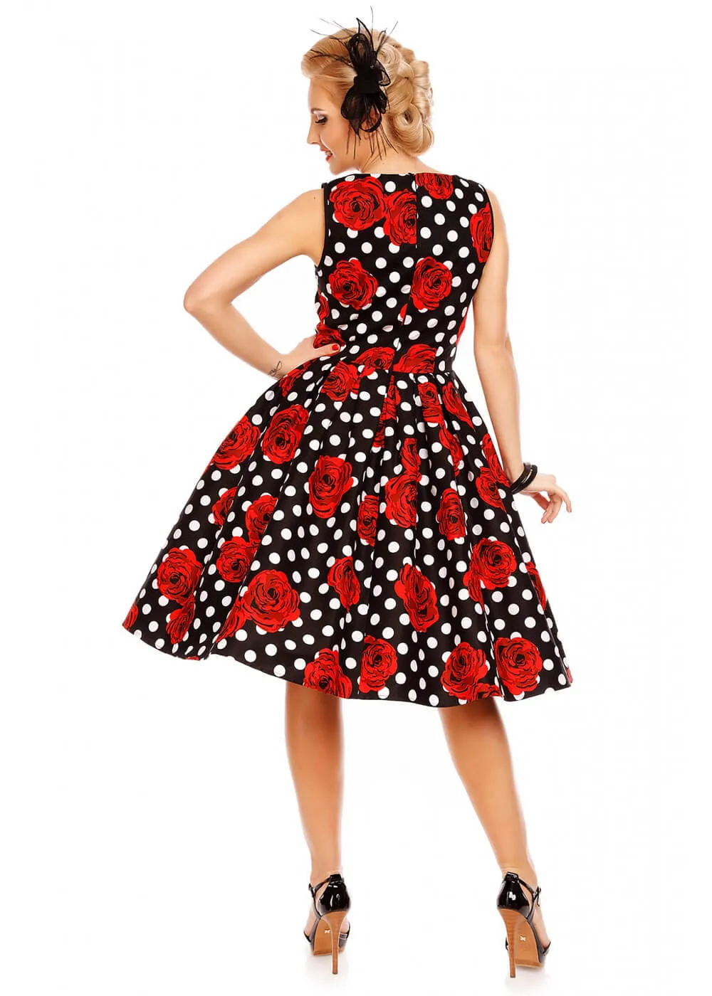 Dolly & Dotty Elizabeth Roses and Polkadots 50's Swing Dress