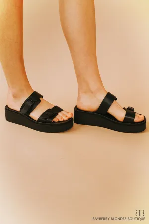 Double Buckle Sandal-Black