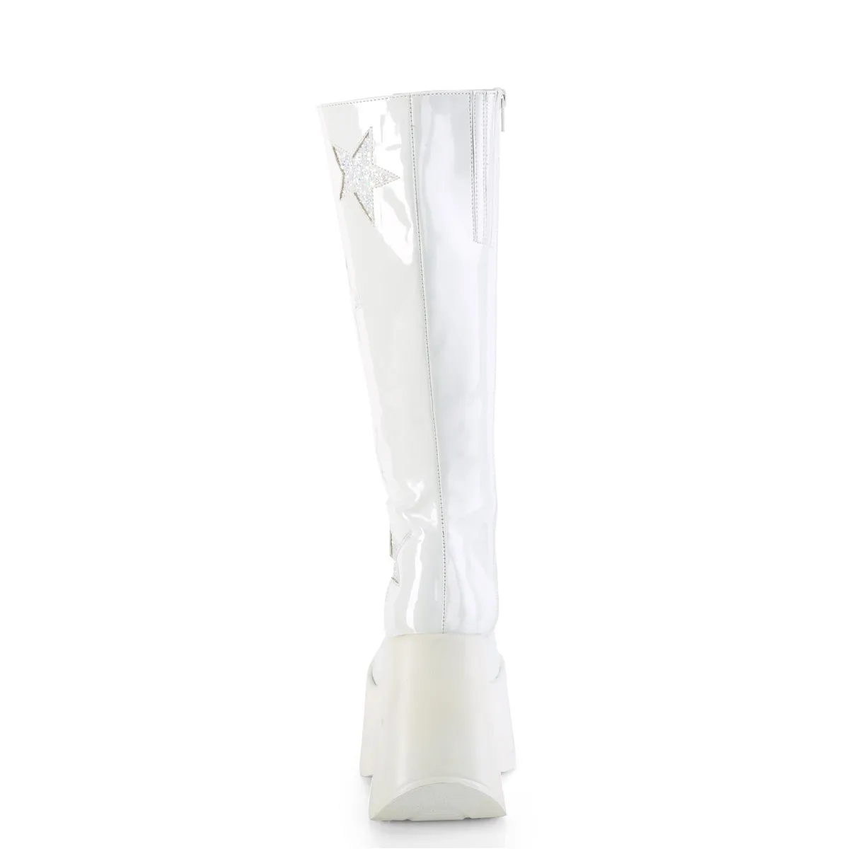 DYNAMITE-218  White Patent-White Multi Glitter