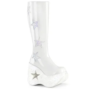DYNAMITE-218  White Patent-White Multi Glitter