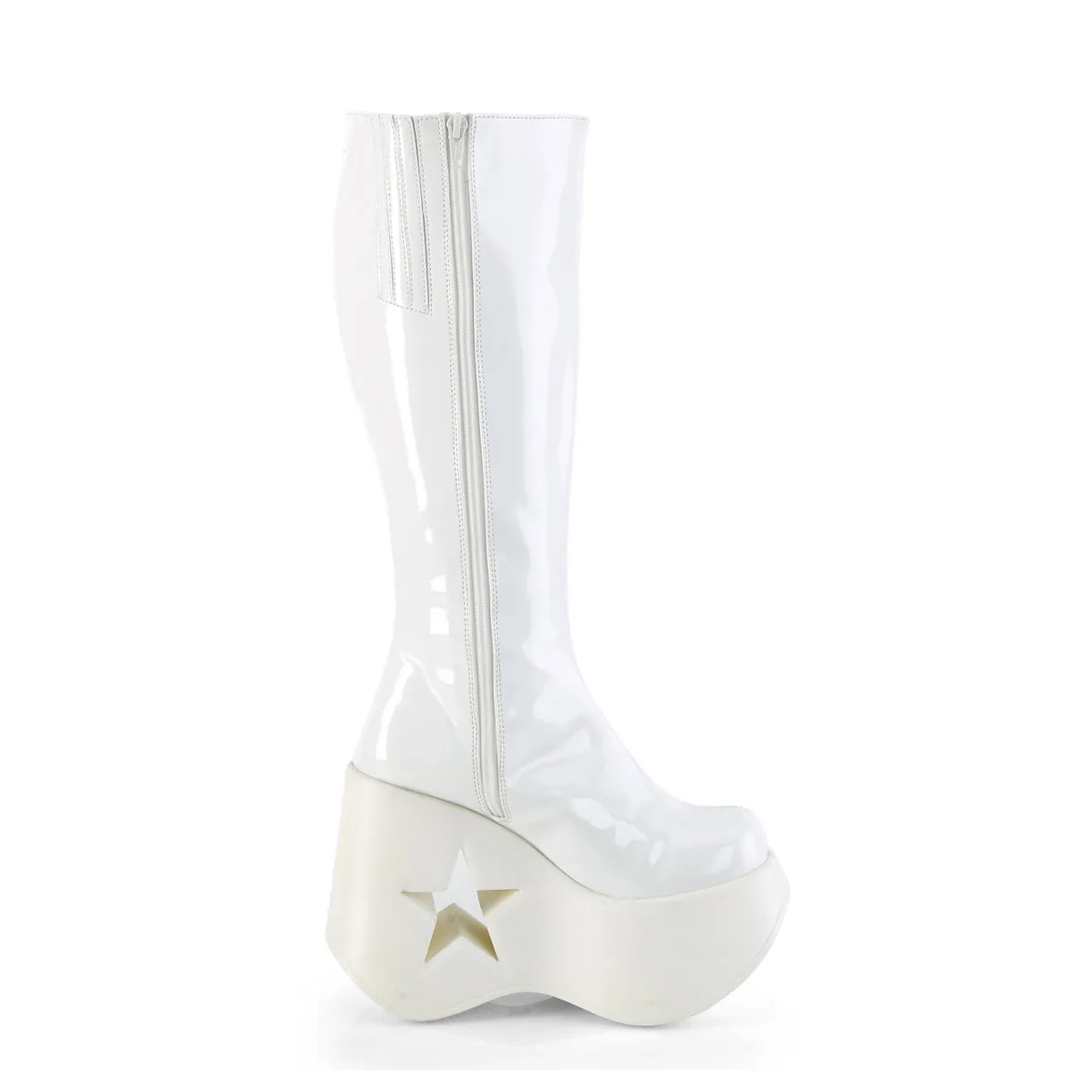 DYNAMITE-218  White Patent-White Multi Glitter