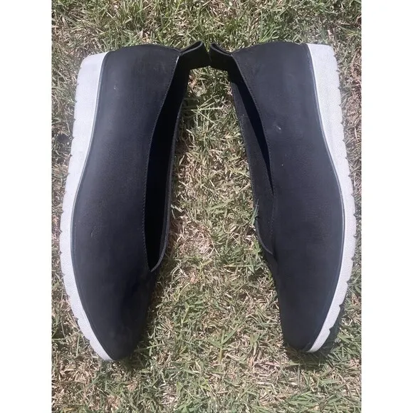 Eileen Fisher Humor Wedge Ballet Flat in Suede Black Size: 10